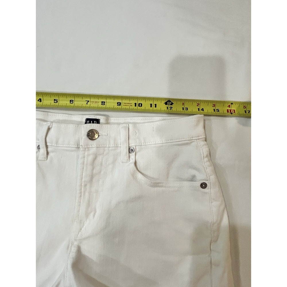 GAP Mid Rise White Denim Raw Hem Classic Boho Festival Summer‎ Short Women 2R/26 - Picture 7 of 10